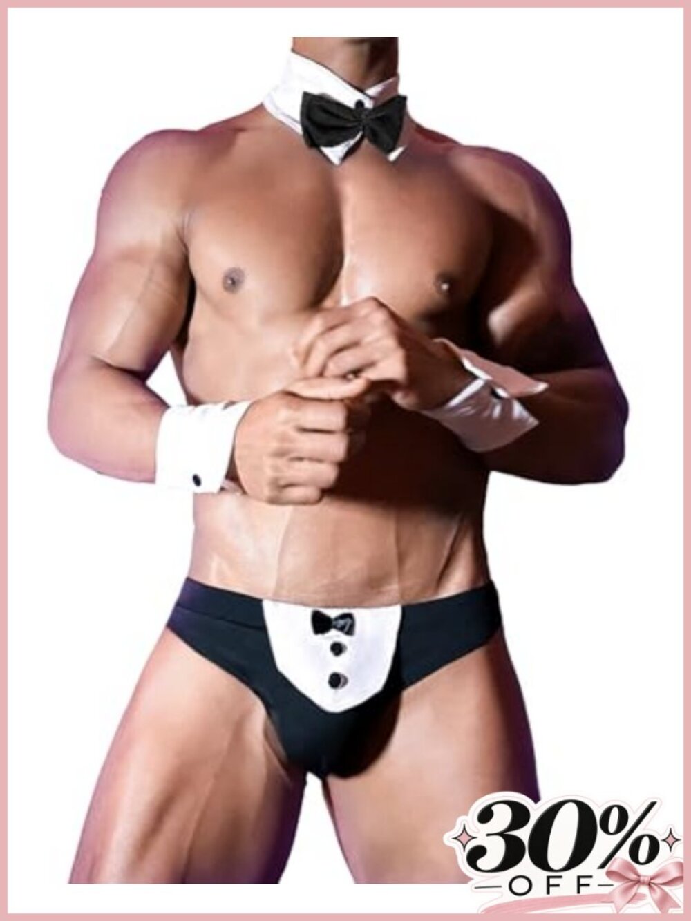 Men's Tuxedo G-String Costume Set Bowtie Thong Roleplay Lingerie
